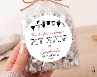Personalized Racing Baby Shower Favor Labels, Pit Stop Bunting, Stickers or Tags