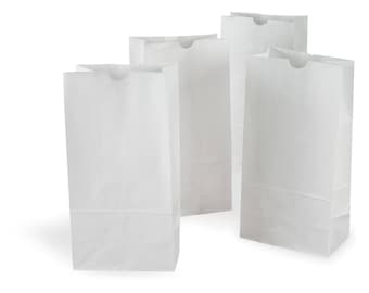 25 Small WHITE Favor Bags, Small Lunch Bags . 3 1/2 x 2 3/8 x 6 7/8"