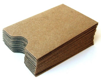 25 Mini Natural Kraft Card Sleeves . Brown Bag Sleeve Envelopes, Grocery Bag Card Sleeves, Gift Card Holder, 2.375" x 3.5"