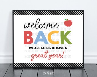 Welcome Back To School Sign, Whimsy Block, Printable Welcome Back Sign, We Are Going to Have a Great Year, Classroom Sign . Instant Download