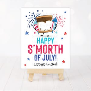 S'mores Bar Sign, Happy Smorth of July, Printable Smores Party Sign, Fourth 4th of July Smores . Instant Download