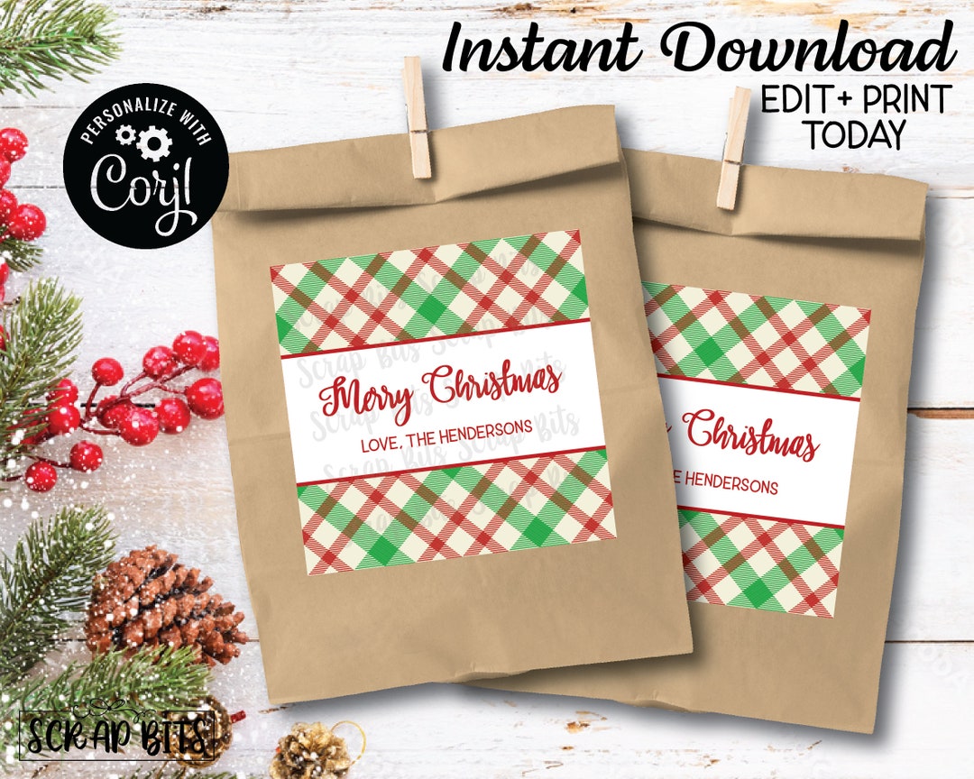EDITABLE Printable Christmas Tags Christmas Plaid Tags - Etsy