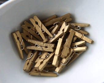 25 Mini Clothespins in Gold