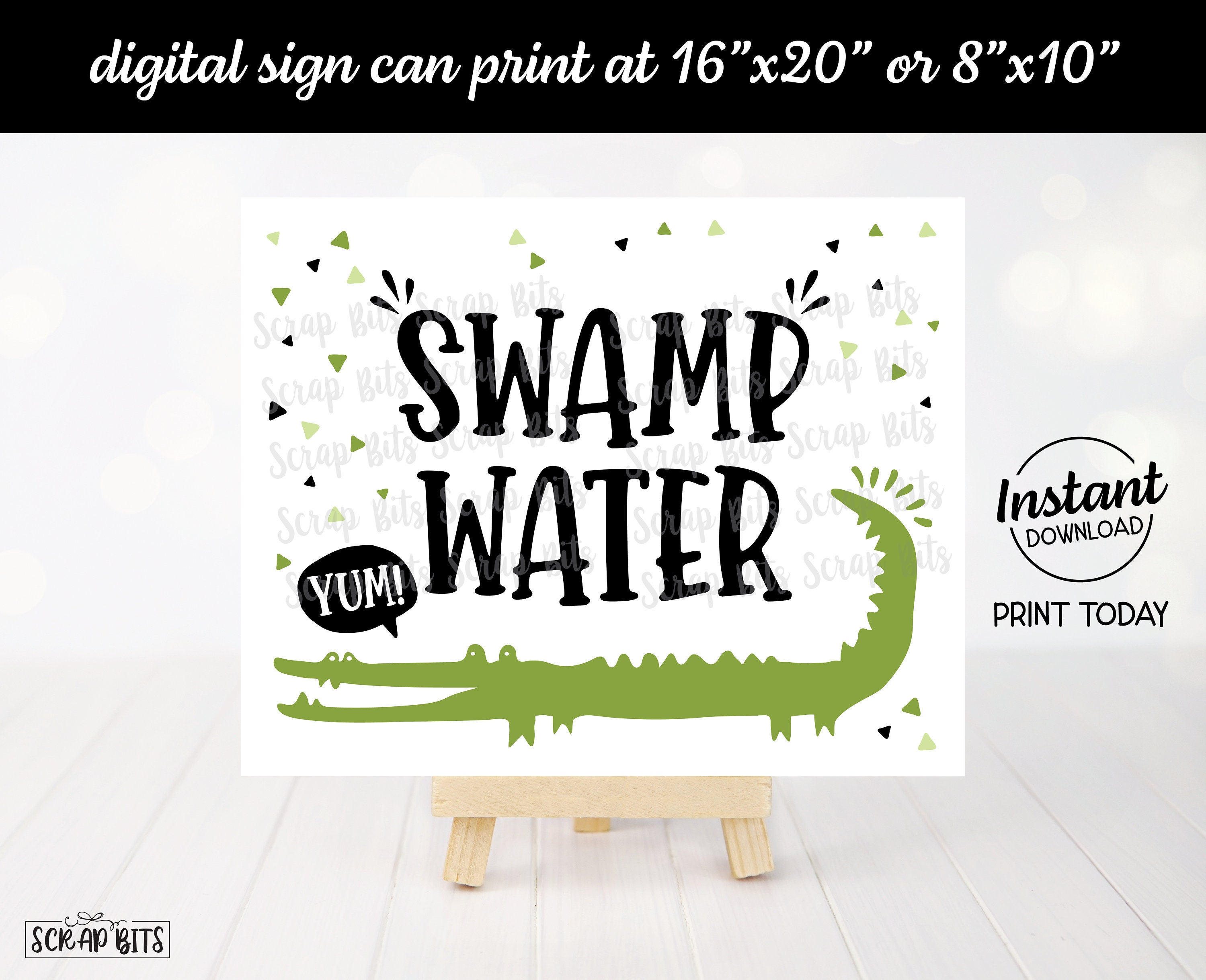Swamp Water Sign Alligator Party Sign Drinks Party Sign