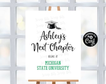 EDITABLE Graduation Next Chapter Sign, Personalized Next Chapter College Choice, Printable Open House Sign, High School Graduation Poster