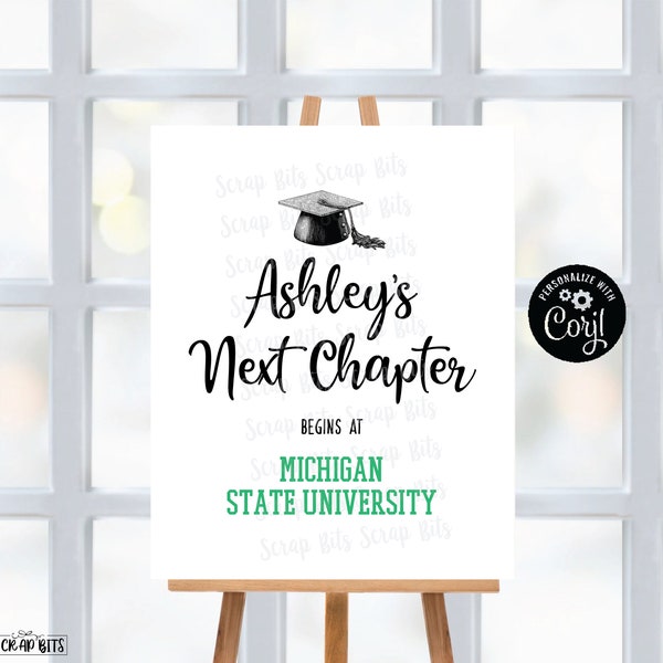 EDITABLE Graduation Next Chapter Sign, Personalized Next Chapter College Choice, Printable Open House Sign, High School Graduation Poster