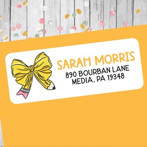 Personalized Pencil Bow Return Address Labels