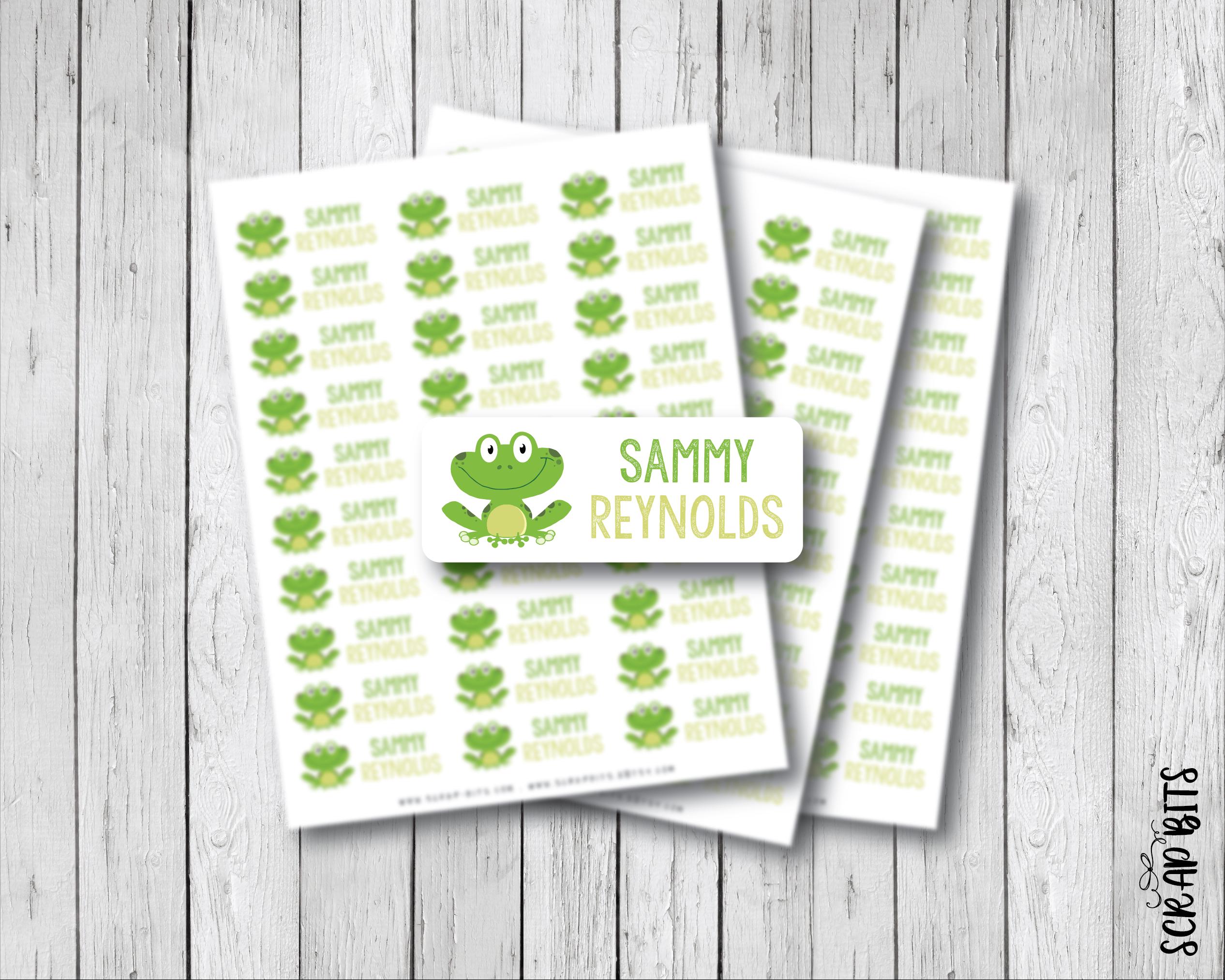 Personalized Name Labels, Smiling Frog Labels, School Labels, Daycare ...