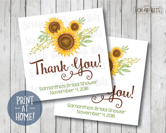 Personalized Printable Sunflower Tags Sunflower Bridal Shower - Etsy