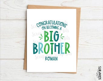 Big Brother Card, Personalized Congratulations Card, Bouncy Lettering
