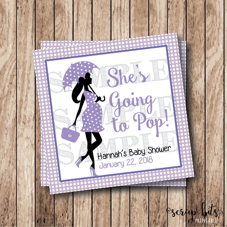 Ready To Pop Tags Printable Baby Girl Shower Tags Ready to Pop Labels Personalized Printable Going to Pop Printable Baby Shower Tags