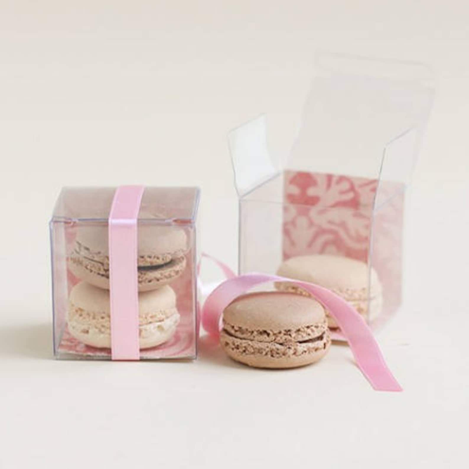 10 Clear Favor Boxes Clear Macaron Boxes Macaron Favor Box Etsy