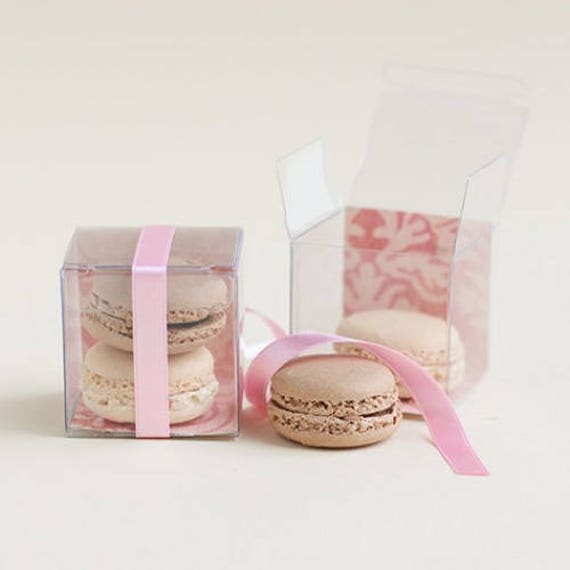 25 Clear Favor Boxes, Clear Macaron Boxes, Macaron Favor Box