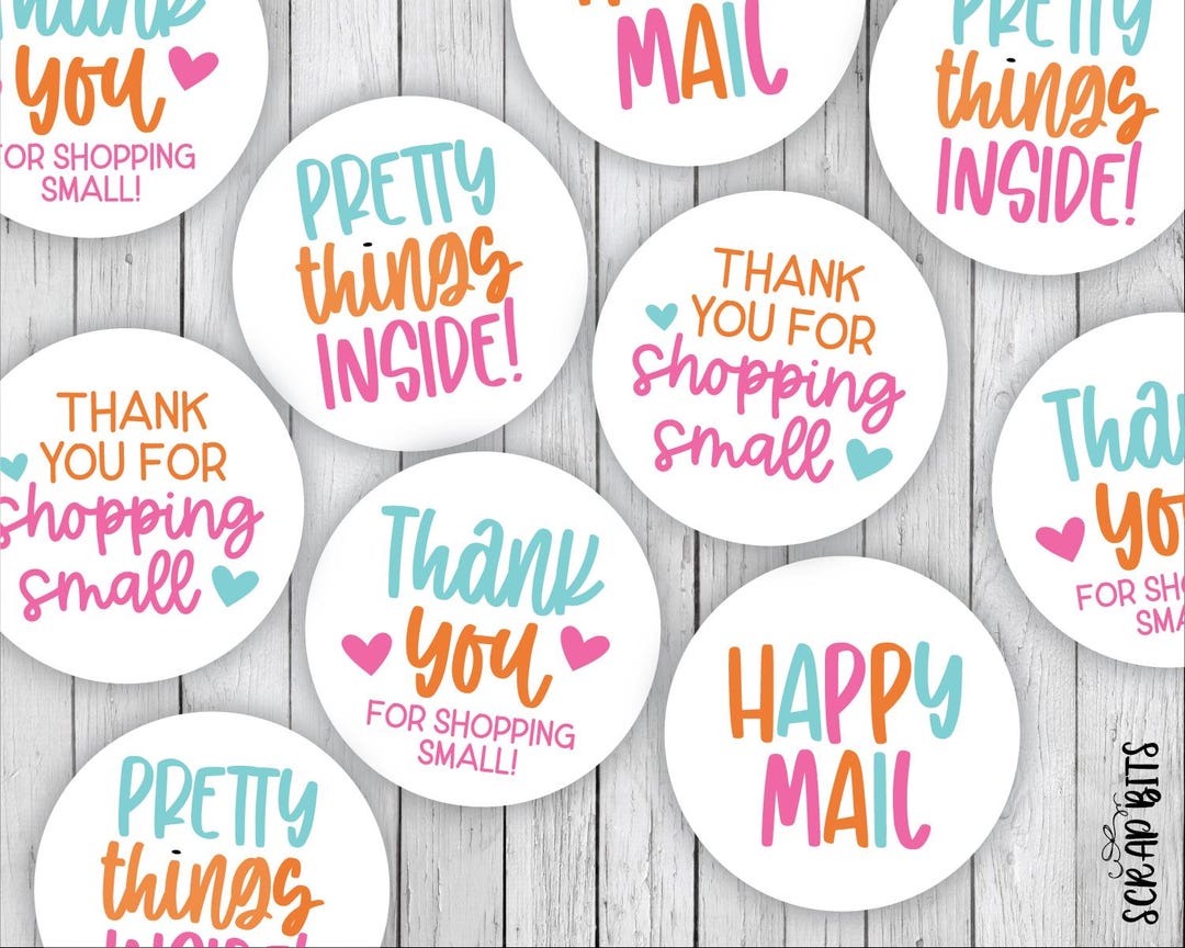 Happy Mail Small Business Sticker Set, Cute Packaging Labels or Seals ...