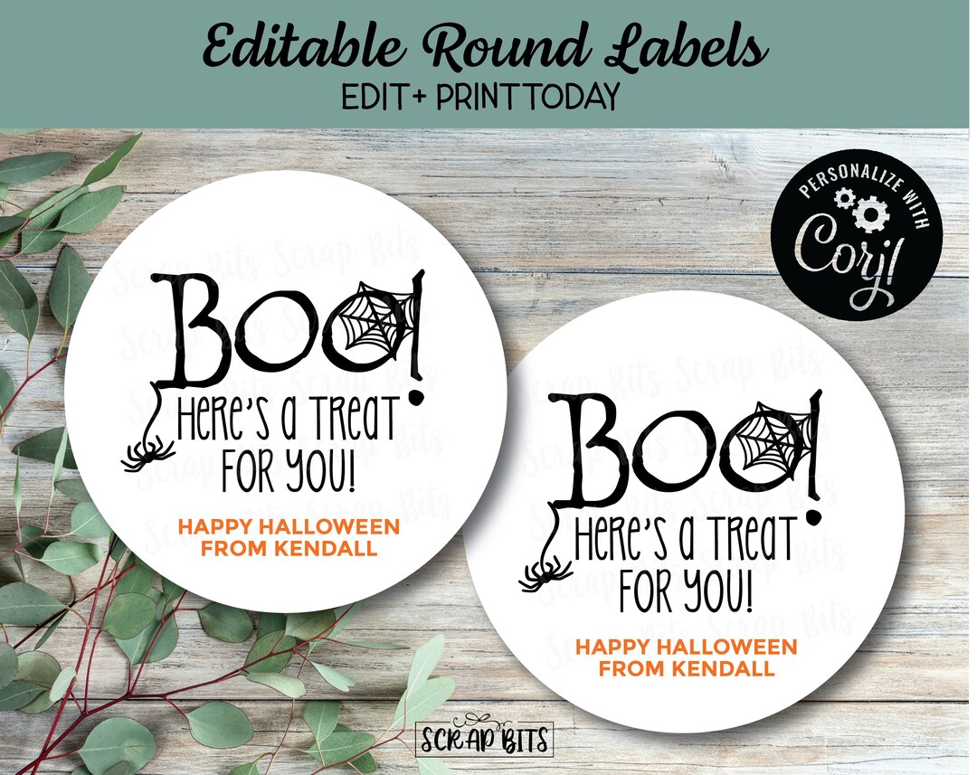 EDITABLE Printable Halloween Labels, Spiderweb Boo Tags, A Treat for ...