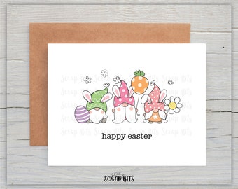 Gnome Easter Card, Easter Gnomes Card, Happy Easter Greeting Card