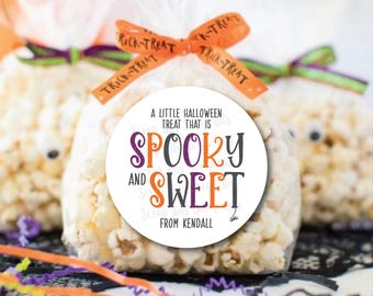 Gepersonaliseerde Halloween-snoepzakjeslabels, griezelige en zoete stickers of kaartjes, feestartikelen voor kinderen