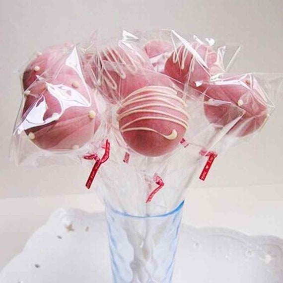 25 durchsichtige Cellophan-Tüten für Cake Pops, Geschenktüten für Süßigkeiten. 7,6 x 14 cm