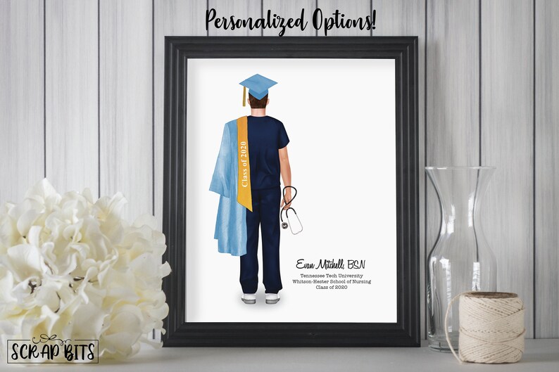 Personalized Male Nurse Graduation Print . Nursing School | Etsy