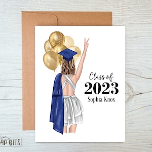 Personalized Graduation Card, Class of 2023, Graduation Balloons Invitation, Graduation Girl Card, Graduation Greeting Card
