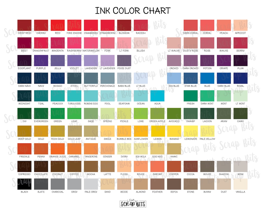 Ink Color Chart for Personalized Invitations Stickers & Tags - Etsy