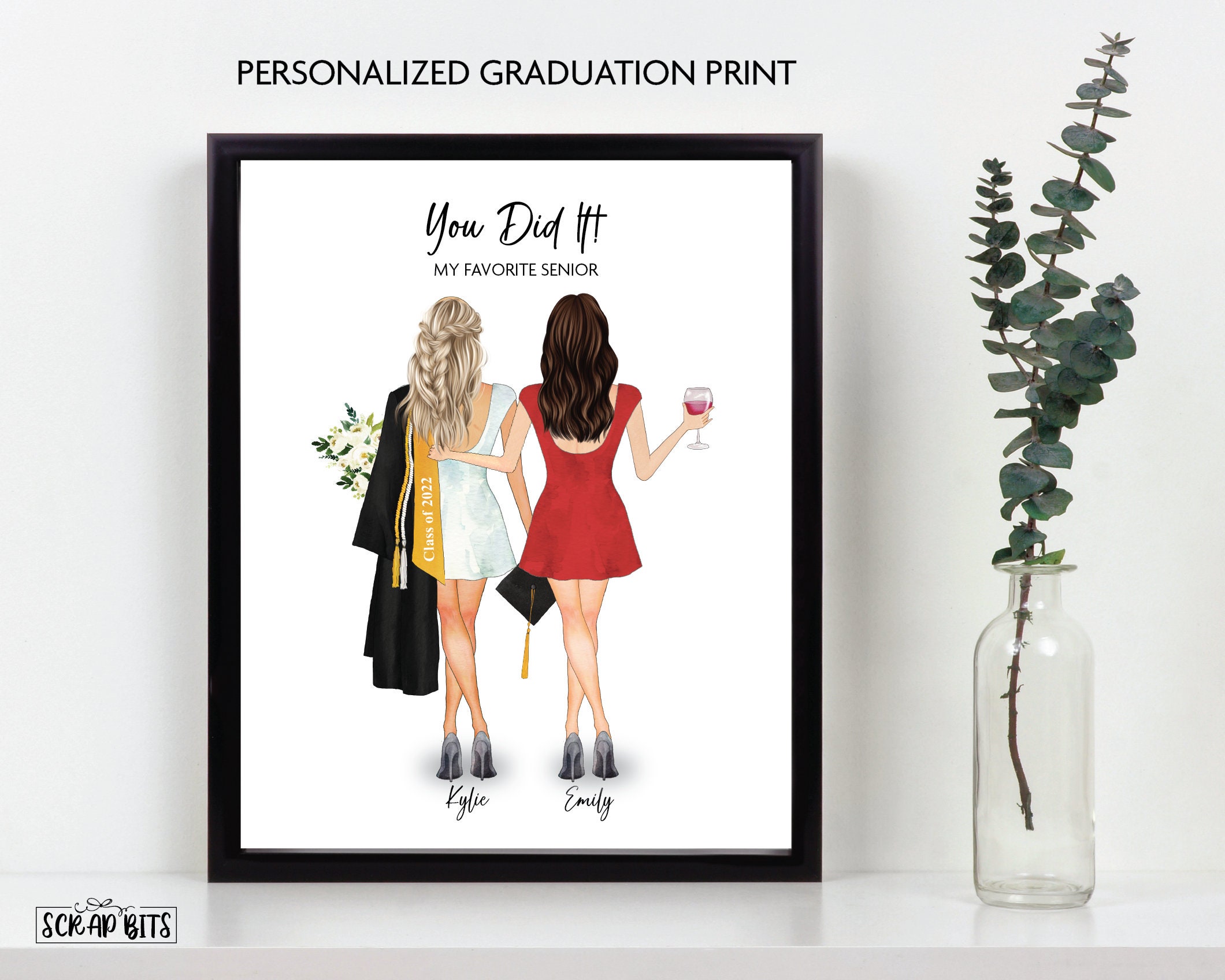 My Favorite Senior, Best Friend Graduation Print, Sister Graduation Gift .  Personalized Digital Portrait Print, Printable Graduation 