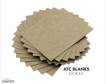 Tarjetas ATC Blanks, tarjetas de artista de cartón kraft, suministros ACEO, 2,5" x 3,5", 25 unidades