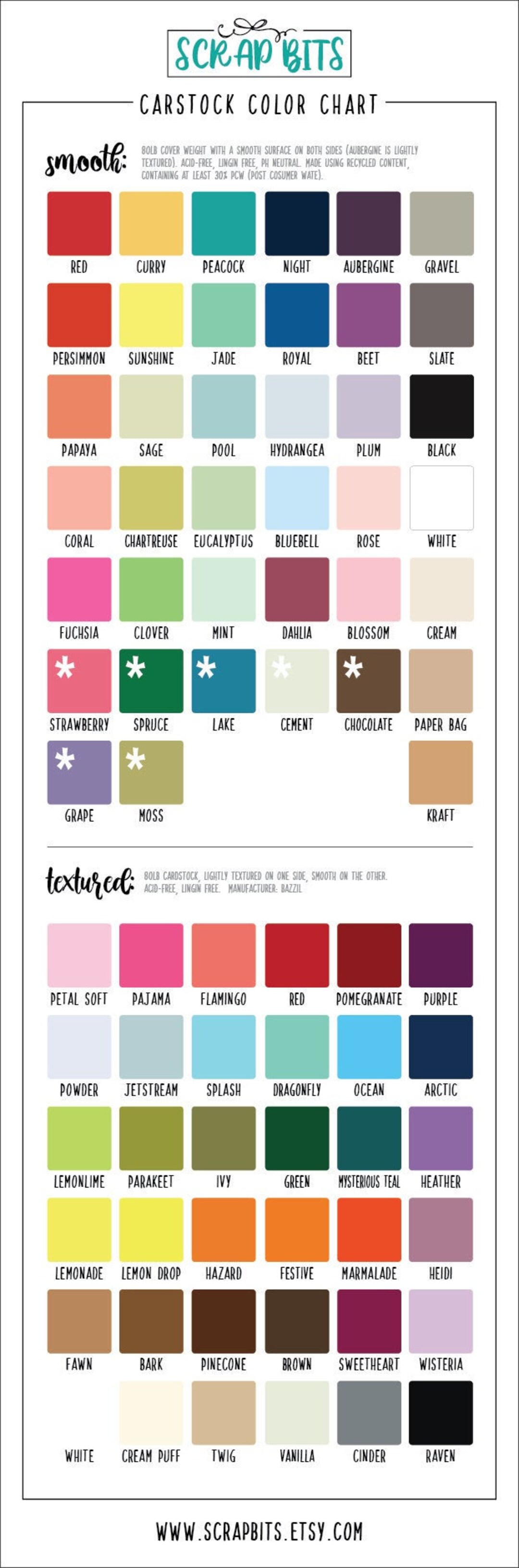 Cardstock Color Swatchbook Sample Set . Cardstock Color Chart Etsy