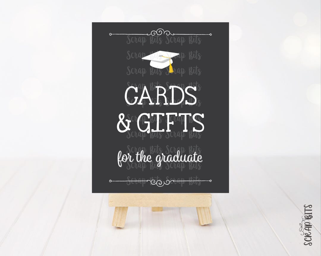 Cards & Gifts, Printable Graduation Party Sign, Chalkboard Style Table ...