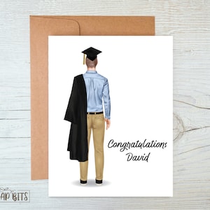 Male Graduation Portrait Card, Congratulations Graduate, Personalized Graduation Card for Son, Nephew, Friend, Grandson