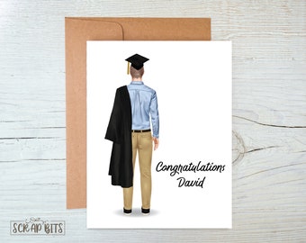 Personalized Graduation Card, Congratulations Graduate, Male Graduation Card . Graduation Greeting Card