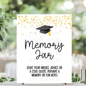 Graduation Memory Jar Zeichen, Cap & Konfetti Abschlussfeier Tischschild, High School College Grad Partyspiele, Instant Download