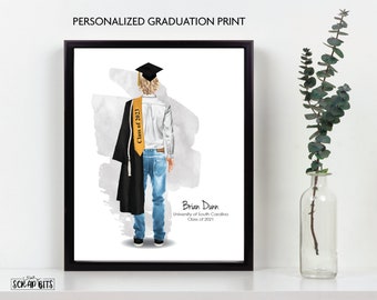 Personalized Graduation Print, Guy Graduate, Graduation Gift For Him, Male Graduation Gift, Portrait Print Digital Download to PRINT AT HOME