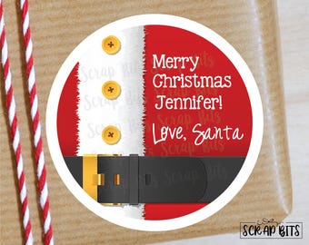 Christmas Gift Stickers From Santa Suit, To From Personalized Name Labels or Tags for Kids Gift Wrapping