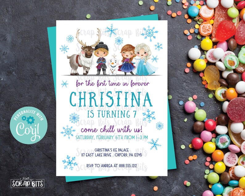 EDITABLE Frozen Birthday Invitation For The First Time In Forever Frozen Friends 1st Birthday Printable Frozen Invite