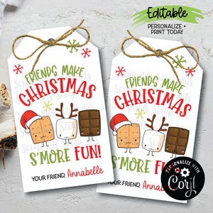 EDITABLE Printable Smores Christmas Tags, Friends Make Christmas S'more ...