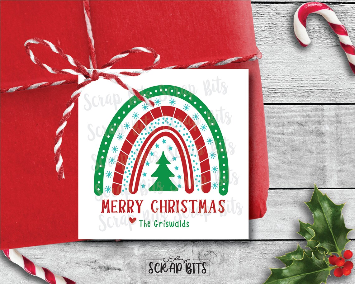 EDITABLE Printable Christmas Tags Christmas Tree Rainbow - Etsy