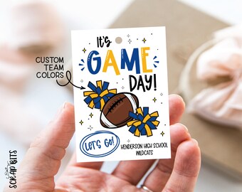 Football Game Day Tags, Football Gift Tags, Football & Pom Poms Good Luck Tag, Personalized Football Treat Tags, Team Good Luck Tags