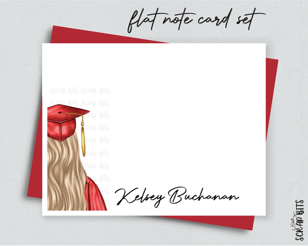 Graduation Note Card Set, Personalized Thank You Cards, Cropped Female ...