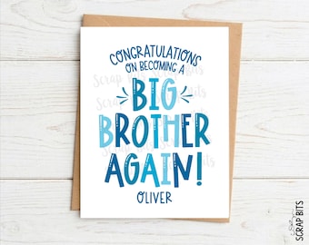 Big Brother Again Card, Big Brother Congratulations Card, Personalized Big Brother Card, Big Bro Card