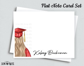 Graduation Thank You Note Cards, Flat Note Card Set, Personalized Graduation Note Cards, Stationery Set with Envelopes, Close Up Graduate