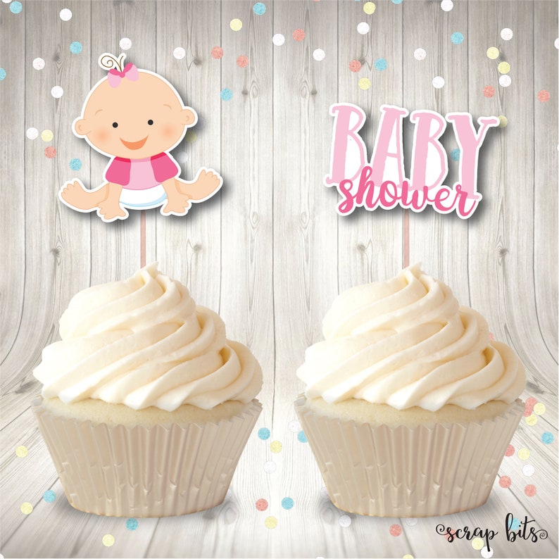 Girl Baby Shower Diy Cupcake Topper Kit Baby Girl Shower Etsy