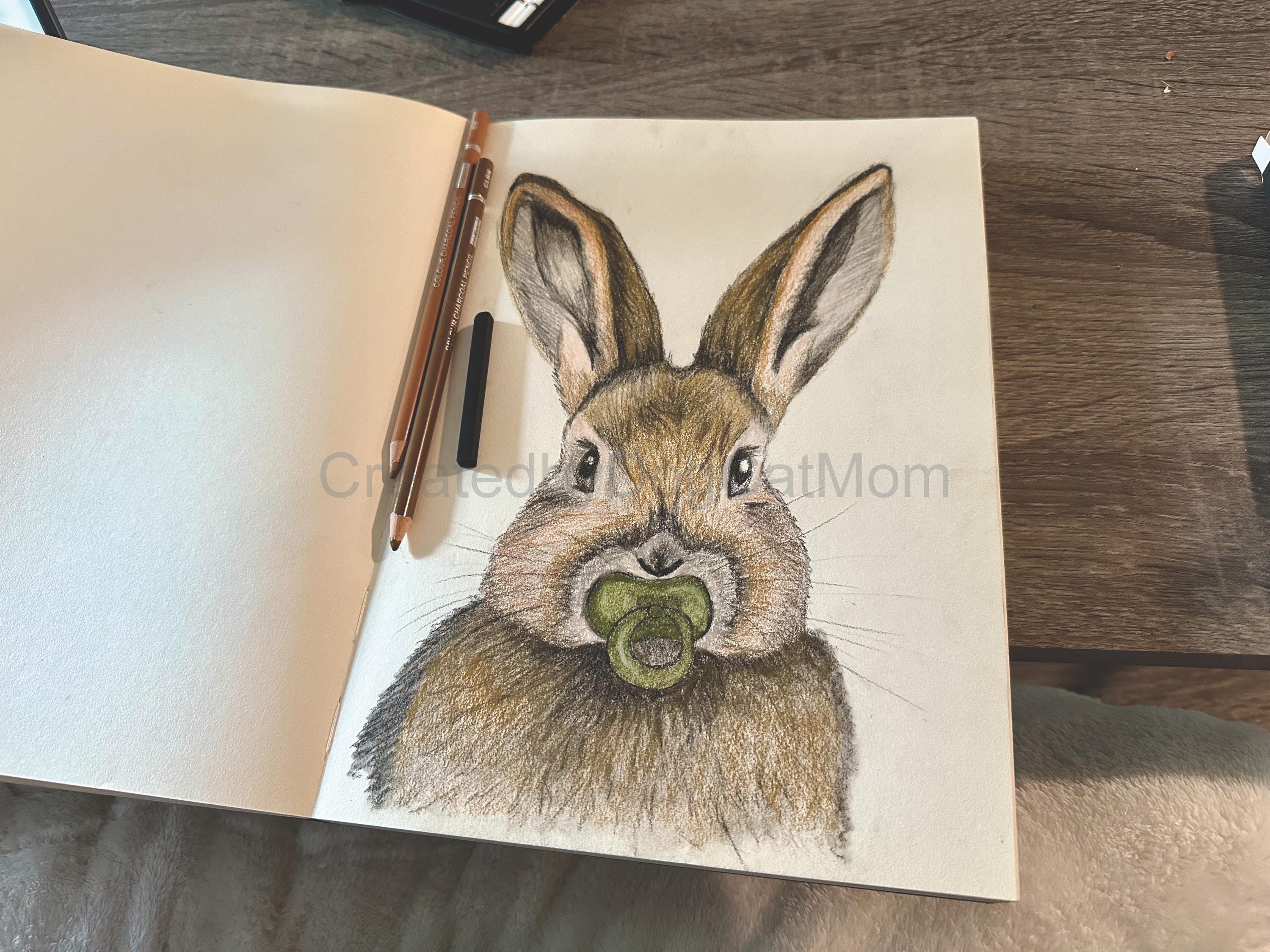 Handmade Bunny Charcoal Drawing | Nursery Art (digital Download) - Etsy
