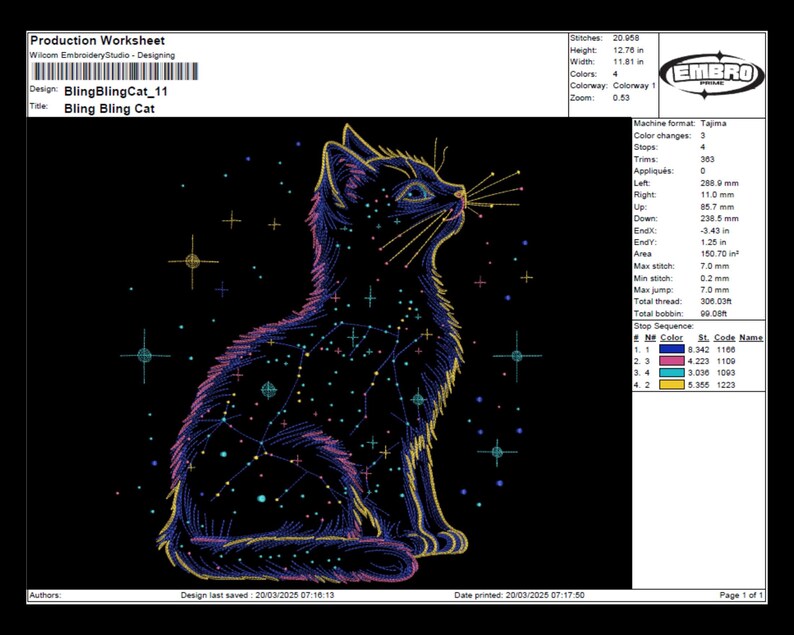 Celestial Cat Embroidery Design | Cosmic Starry Night | Digital Stitch ...