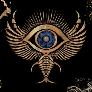 Sacred Eye Embroidery Design | Golden Mystical Eye, Egyptian Occult Art | Machine Embroidery File (Digital Download)