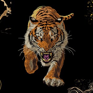 Tiger Embroidery Design | Ferocious Tiger Stitch Pattern | Digital Download for Machine Embroidery | Jungle Wildlife Embroidery Art