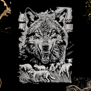 Hunter Wolf-borduurwerk, ontwerp met wilde dieren, digitale download voor machineborduurwerk, Wolf Head, Fierce Wolf, Predator Art, Instant Download