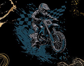 Motocross Racer Embroidery Design | Dirt Bike Theme | Machine Embroidery Pattern for Biker Projects | Digital Download | Exp Pes Dst Pec Vp3