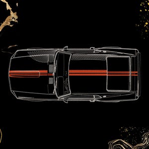 Car Top View Embroidery Design | Racing Stripe Sports Car Outline | Auto Enthusiast Apparel | Machine Embroidery File | Muscle Car Line Art