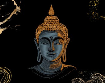 Buddha Head Embroidery Design | Spiritual Zen Art | Instant Download for Meditation Decor & Apparel | Digital File | Buddhist Stitch Pattern
